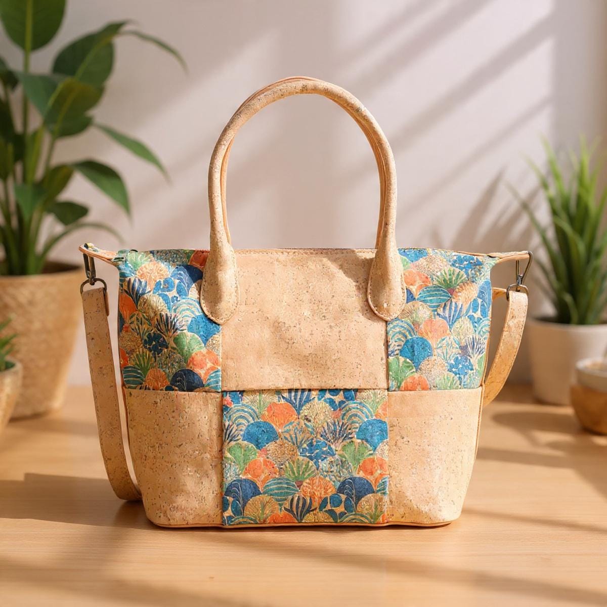 Bolsos de corcho natural para mujer | Bolsos de diseñador y bolsos tote de gran capacidad para ella, regalo para ella, oferta de Navidad.