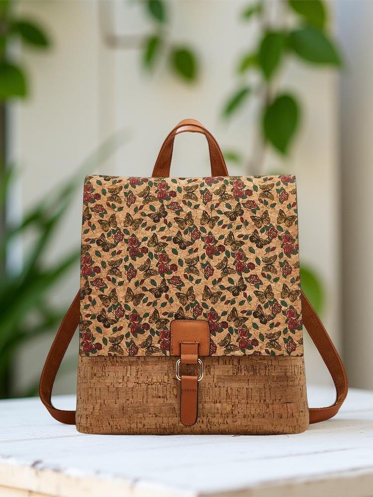 Mochila de Corcho para Mujer | Bolso Vegano, Mochila de Viaje Ecológica y de Gran Capacidad | Regalo para Ella, Navidad