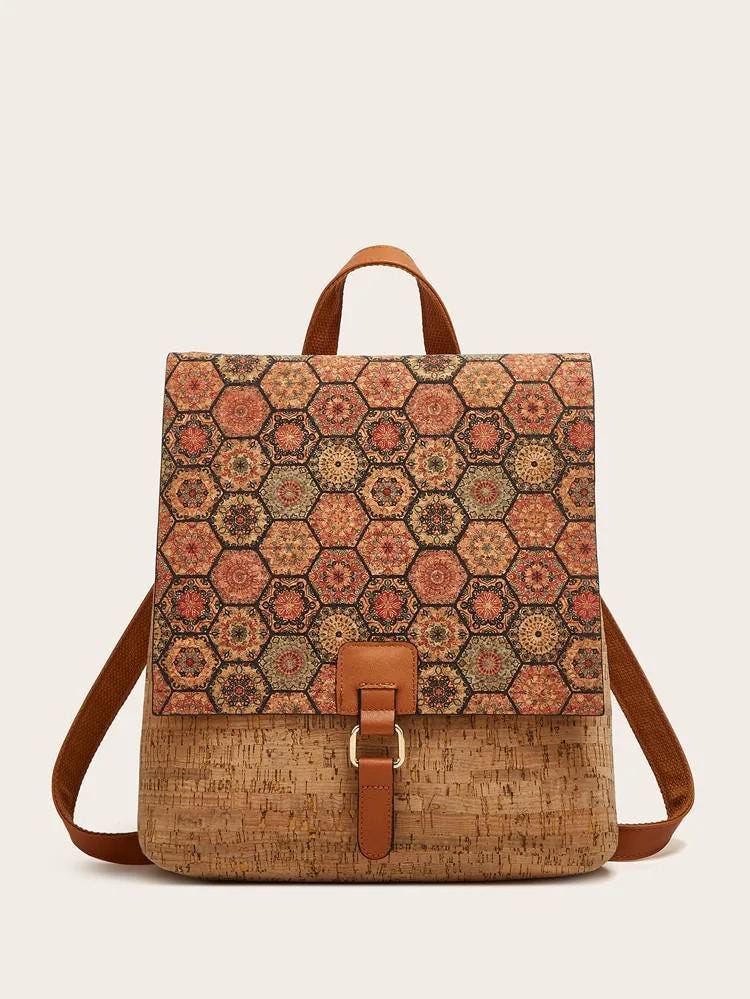 Mochila de Corcho para Mujer | Bolso Vegano, Mochila de Viaje Ecológica y de Gran Capacidad | Regalo para Ella, Navidad