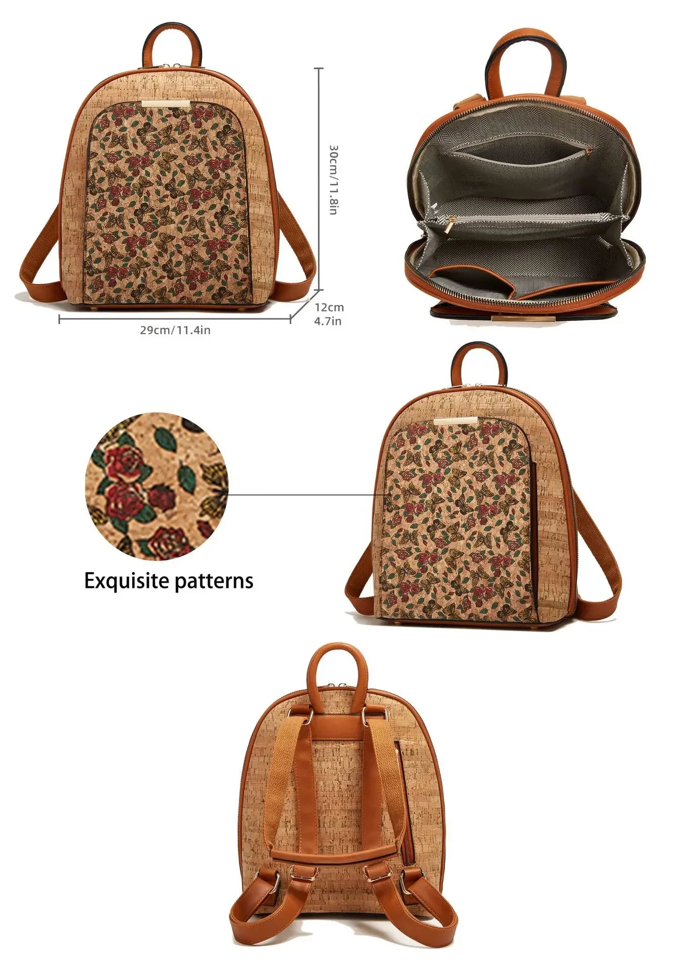 Mochila de Corcho para Mujer | Bolso Vegano, Mochila de Viaje Ecológica y de Gran Capacidad | Regalo para Ella, Navidad