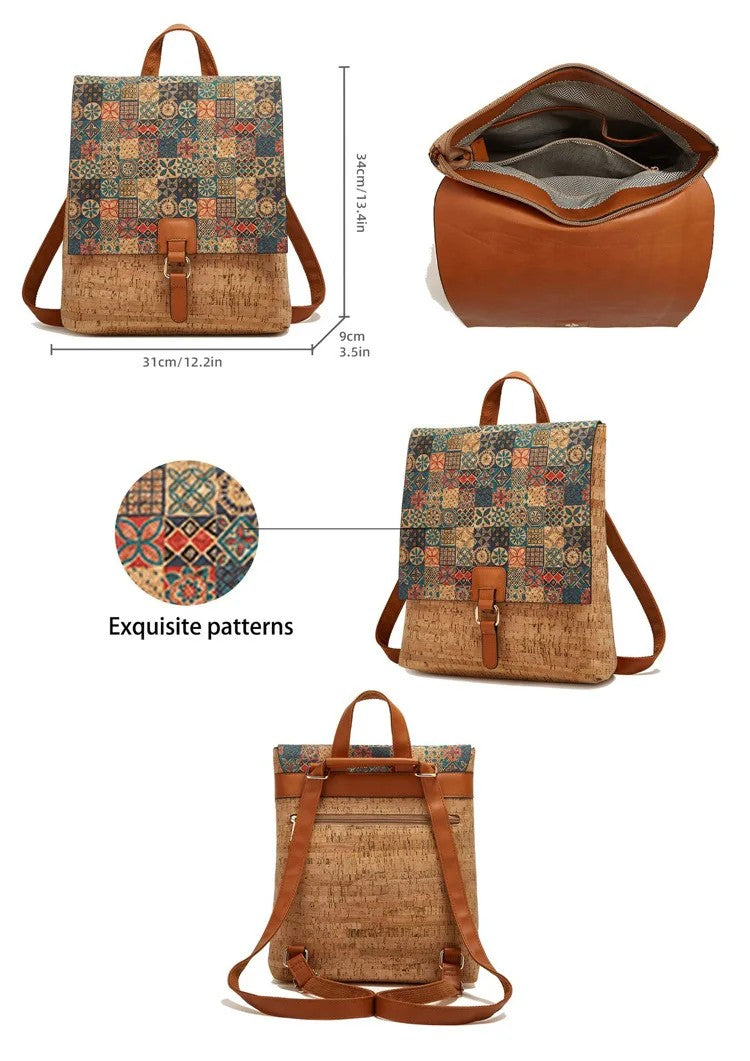 Mochila de Corcho para Mujer | Bolso Vegano, Mochila de Viaje Ecológica y de Gran Capacidad | Regalo para Ella, Navidad