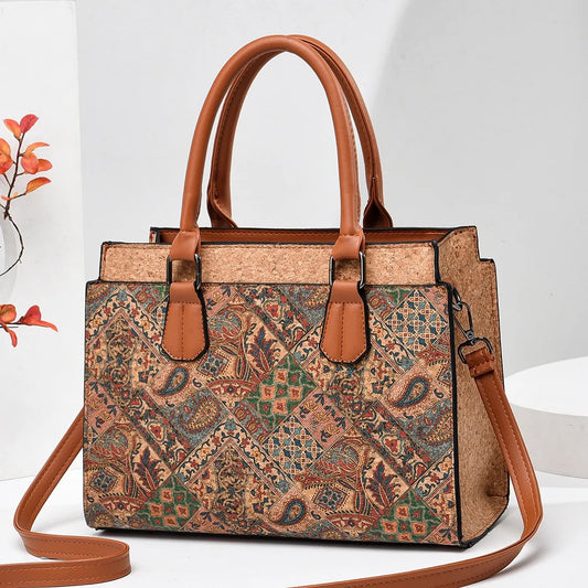 Cork Fabric Handbag, Women’s Natural Cork Bag, Vegan Bag, Eco-Friendly Travel handbag, Large Capacity, Gift for Her, Christmas Offer