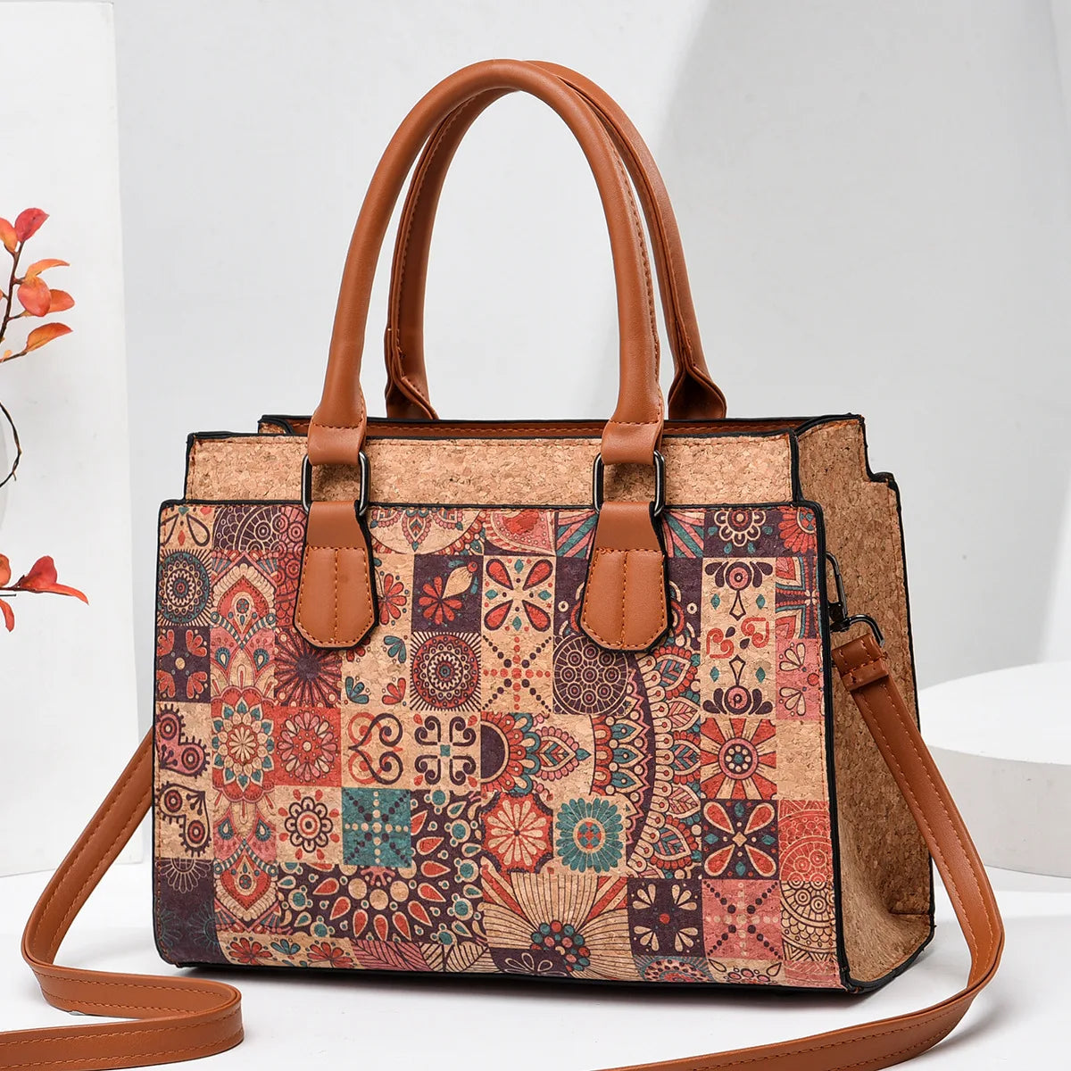 Cork Fabric Handbag, Women’s Natural Cork Bag, Vegan Bag, Eco-Friendly Travel handbag, Large Capacity, Gift for Her, Christmas Offer