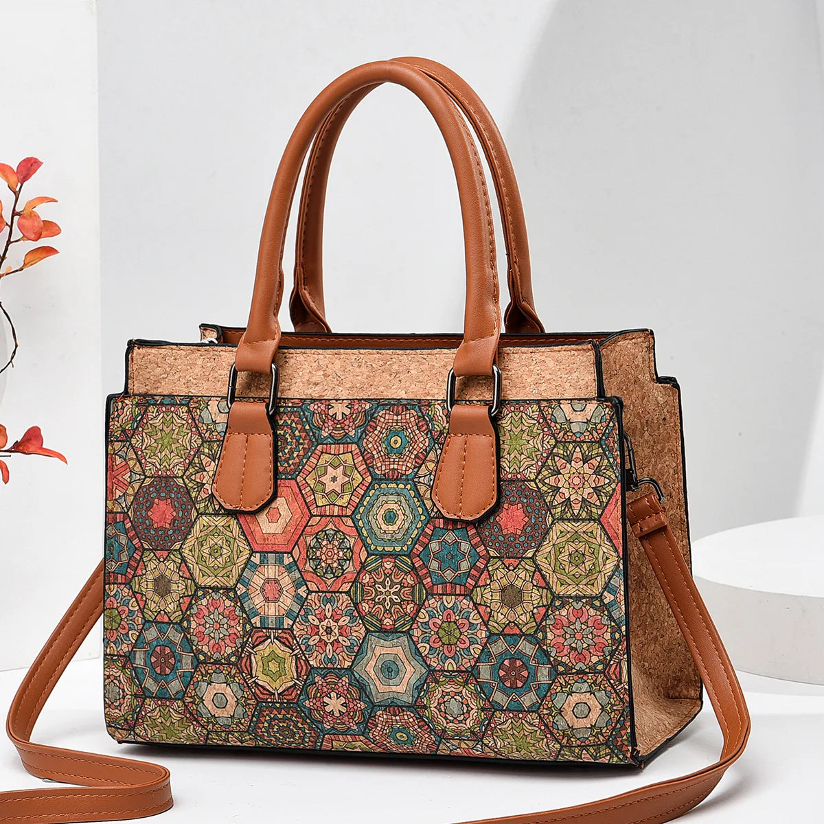 Cork Fabric Handbag, Women’s Natural Cork Bag, Vegan Bag, Eco-Friendly Travel handbag, Large Capacity, Gift for Her, Christmas Offer