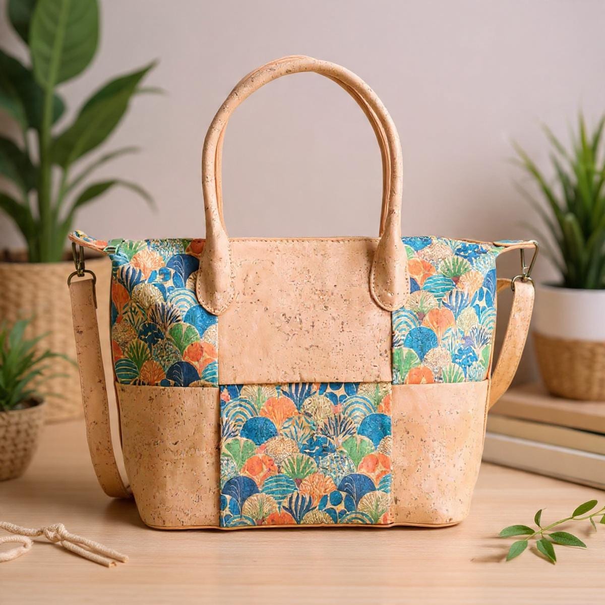 Bolsos de corcho natural para mujer | Bolsos de diseñador y bolsos tote de gran capacidad para ella, regalo para ella, oferta de Navidad.