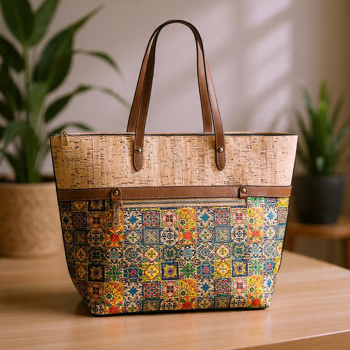 Bolsos de corcho natural para mujer | Bolsos de diseñador y bolsos tote de gran capacidad para ella, regalo para ella, oferta de Navidad.