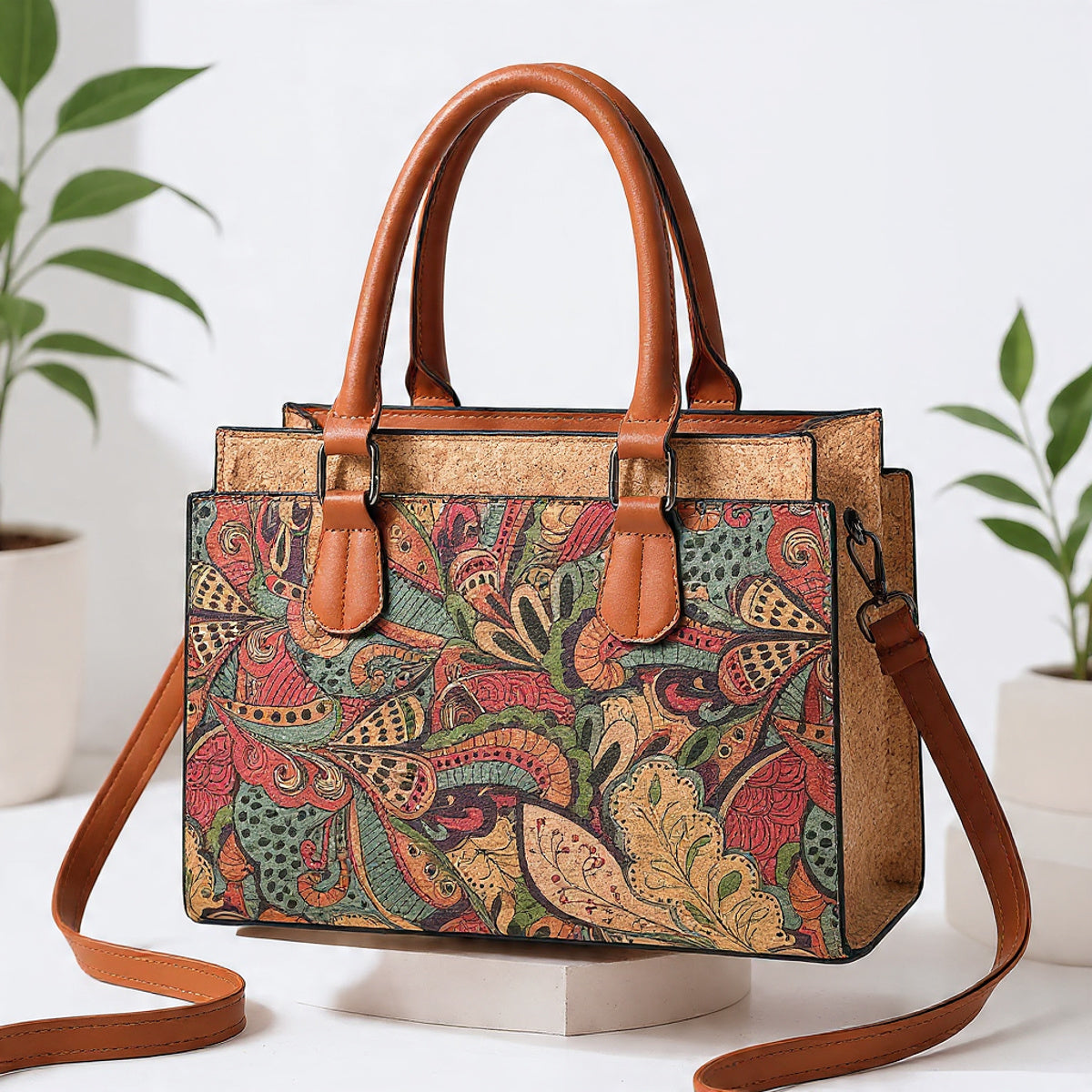 Cork Fabric Handbag, Women’s Natural Cork Bag, Vegan Bag, Eco-Friendly Travel handbag, Large Capacity, Gift for Her, Christmas Offer