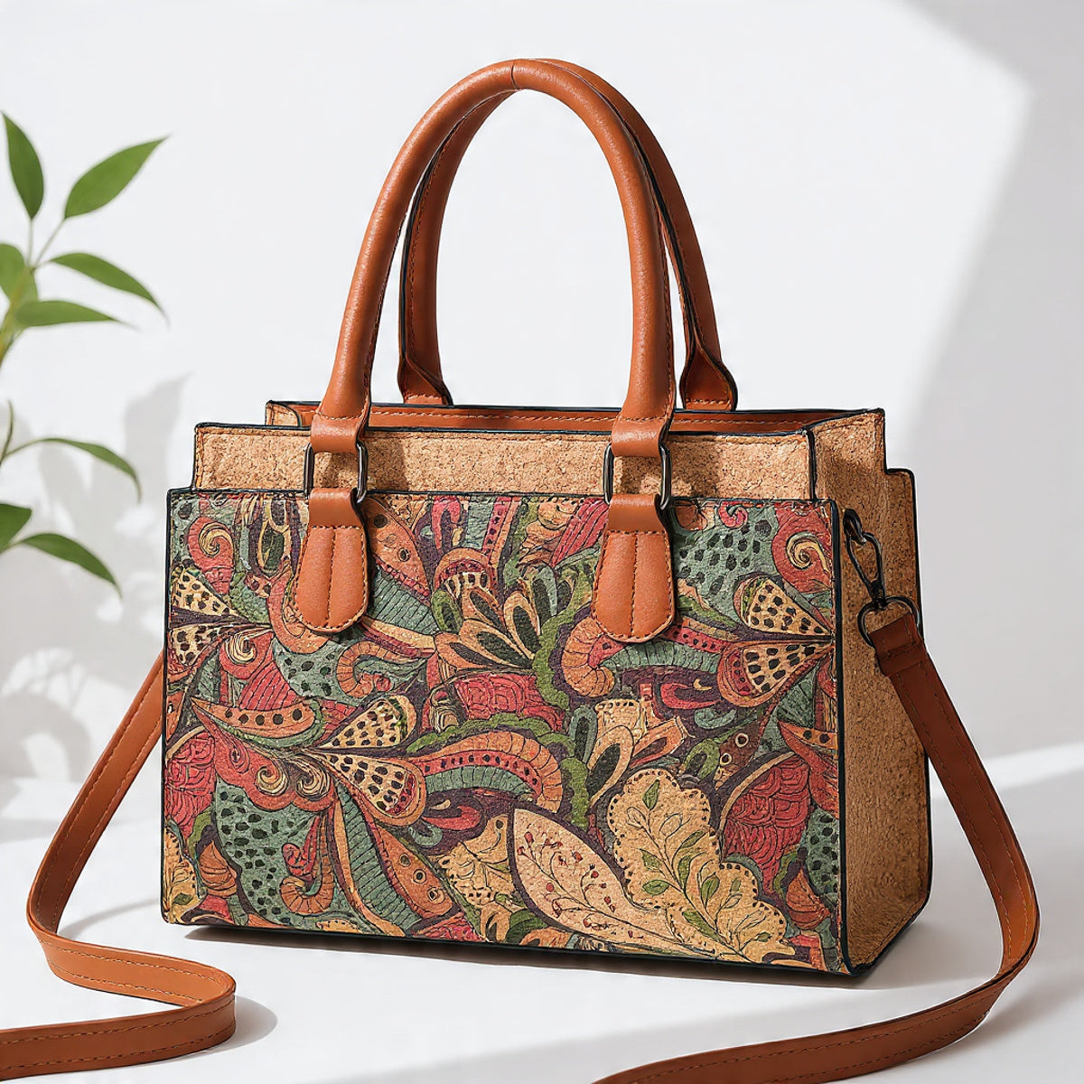 Cork Fabric Handbag, Women’s Natural Cork Bag, Vegan Bag, Eco-Friendly Travel handbag, Large Capacity, Gift for Her, Christmas Offer