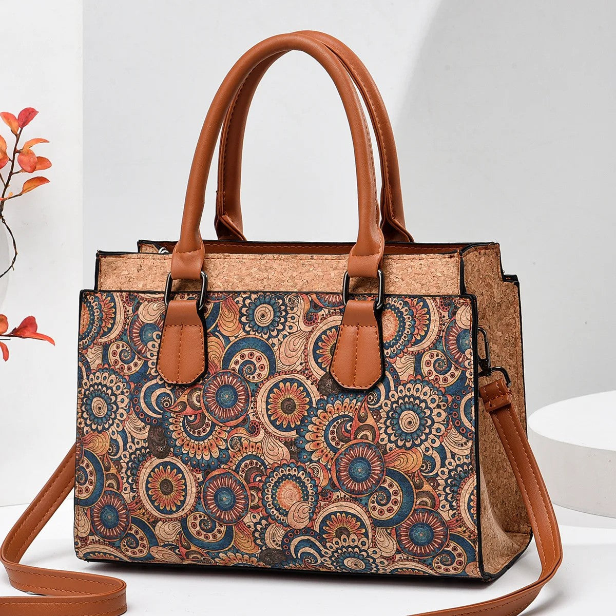 Cork Fabric Handbag, Women’s Natural Cork Bag, Vegan Bag, Eco-Friendly Travel handbag, Large Capacity, Gift for Her, Christmas Offer