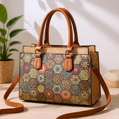 Cork Fabric Handbag, Women’s Natural Cork Bag, Vegan Bag, Eco-Friendly Travel handbag, Large Capacity, Gift for Her, Christmas Offer