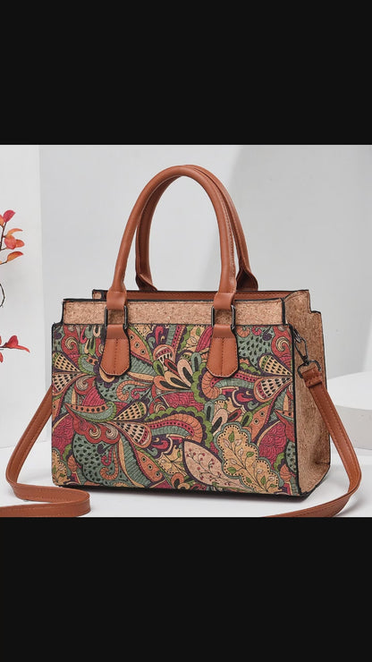 Cork Fabric Handbag, Women’s Natural Cork Bag, Vegan Bag, Eco-Friendly Travel handbag, Large Capacity, Gift for Her, Christmas Offer
